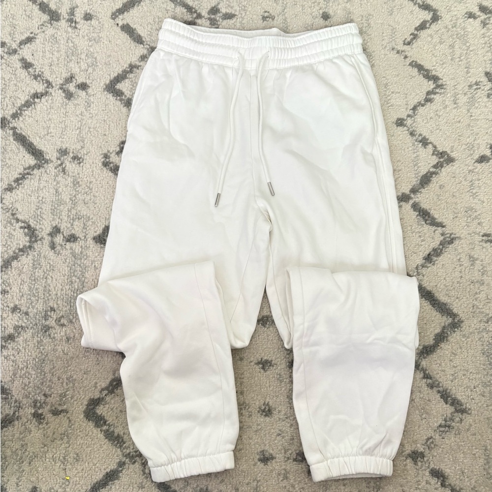 H&M White Jogger Sweatpants Womens Small Drawstring Athleisure Lounge